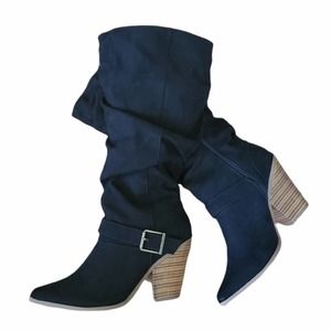 JustFab Ralynda Black Tall Heeled Boot - NWT